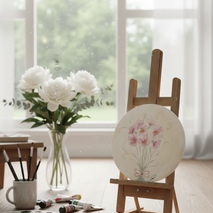 Pasztell mini festmény hűtőmágnes � kézzel festett, natúr vászon, Otthon & Életmód, Konyhafelszerelés, tálalás, Konyhai dekoráció, Hűtőmágnes, Festészet, MESKA