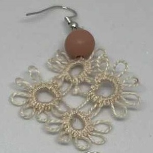 Hús szinű csipke fülbevaló (1 pár), , Csipkekészítés, MESKA