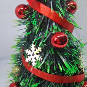 Piros-arany díszes mű süvegfenyő - otthon & életmód - dekoráció - asztal és polc dekoráció - asztaldísz - Meska.hu