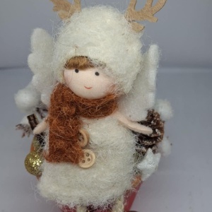 Fehér kis angyalka piros cserépben - otthon & életmód - dekoráció - asztal és polc dekoráció - asztaldísz - Meska.hu