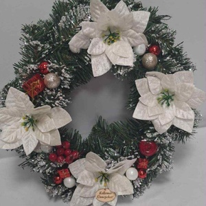 Fehér Mikulásvirágos ajtódísz - Meska.hu