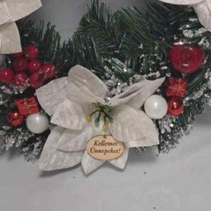 Fehér Mikulásvirágos ajtódísz - otthon & életmód - dekoráció - ajtó- és ablak dekoráció - ajtódísz & kopogtató - Meska.hu