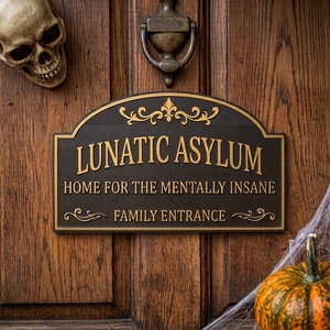 Tébolyda tábla / Lunatic Asylum Sign - otthon & életmód - dekoráció - halloween - halloweeni dekoráció - Meska.hu