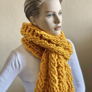 Horgolt sál - napsárga - ruha & divat - sál, sapka, kendő - sál - Meska.hu