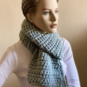 Horgolt sál - világoskék, aqua - ruha & divat - sál, sapka, kendő - sál - Meska.hu