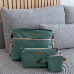 Babakocsitáska- mint green textilbőr  - táska & tok - pelenkatáska - kismamatáska - Meska.hu