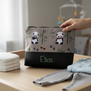 Cipzáros neszeszer névvel - 2 méretben - cool panda - Meska.hu