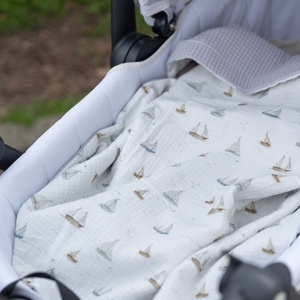 Vitorlás babatakaró névvel � duplagéz és waffle pamutból  - baba - mama - baba ágynemű - babatakaró, gyerek pléd - Meska.hu