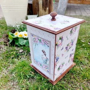 Nagy fadoboz - csajos, DIY (Csináld magad), Workshop & Tanfolyam, Decoupage, transzfer és szalvétatechnika, MESKA