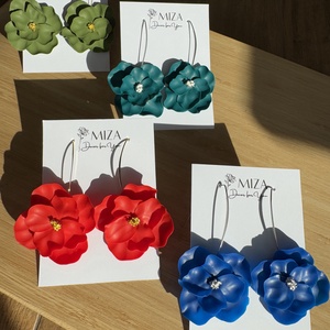 Amarilla - óriás virágfej fülbevalók  - ékszer - fülbevaló - lógó fülbevaló - Meska.hu