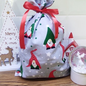 textil mikulás zsák-ajándék átadó zsák manó mintával - Meska.hu