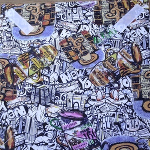 New York- graffiti  mintás  újraszalvéta,textilszalvéta tízórai,uzsonna csomagolására, Otthon & Életmód, Konyhafelszerelés, tálalás, Konyhai textil, Szalvéta, Varrás, MESKA