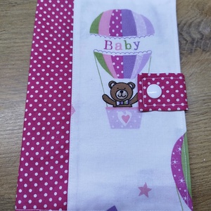 textil gyermek egészségügyi kiskönyv borító,maci-hőlégballon mintával, Otthon & Életmód, Papír, írószer, Egészségügyi kiskönyv borító, , MESKA