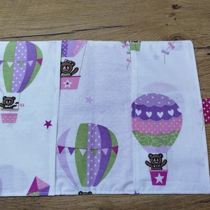 textil gyermek egészségügyi kiskönyv borító,maci-hőlégballon mintával - otthon & életmód - papír, írószer - egészségügyi kiskönyv borító - Meska.hu