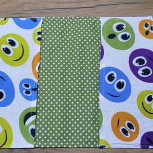 textil gyermek egészségügyi kiskönyv borító,smiley mintával - otthon & életmód - papír, írószer - egészségügyi kiskönyv borító - Meska.hu