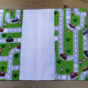 textil gyermek egészségügyi kiskönyv borító,autó mintával - otthon & életmód - papír, írószer - egészségügyi kiskönyv borító - Meska.hu