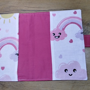 textil gyermek egészségügyi kiskönyv borító,felhő-szivárvány   mintával - otthon & életmód - papír, írószer - egészségügyi kiskönyv borító - Meska.hu