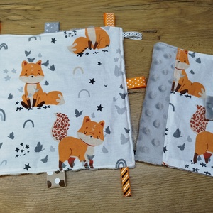 textil gyermek egészségügyi kiskönyv borító+címkerongyi róka mintával  - otthon & életmód - papír, írószer - egészségügyi kiskönyv borító - Meska.hu