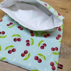 cseresznye  mintás újra felhasználható,zero waste ,mosható uzsonna tasak,nasi tasak,nagy méret - táska & tok - uzsonna- & ebéd tartó - szendvics csomagoló - Meska.hu