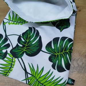 levél mintás újra felhasználható,zero waste ,mosható uzsonna tasak,nasi tasak,nagy méret - táska & tok - uzsonna- & ebéd tartó - szendvics csomagoló - Meska.hu