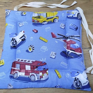 lego jármű  mintás kis méretű párna székre,megkötővel. - Meska.hu