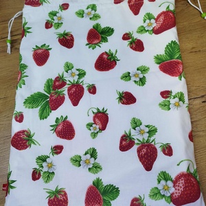 Kenyeres zsák-  pékáru tároló  zsák eper  mintával - táska & tok - bevásárlás & shopper táska - kenyeres zsák - Meska.hu