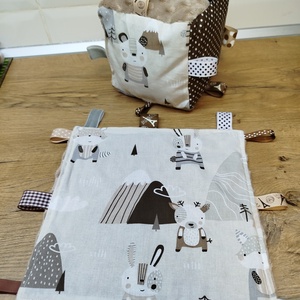 Állatmintás  címkerongyi+puha csörgő címkekocka szett, Játék & Sport, 3 éves kor alattiaknak, Babakocka, Varrás, MESKA