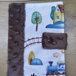textil gyermek egészségügyi kiskönyv borító vonat mintával, Baba - mama, Babaemlékek, Egészségügyi kiskönyv borító, , MESKA