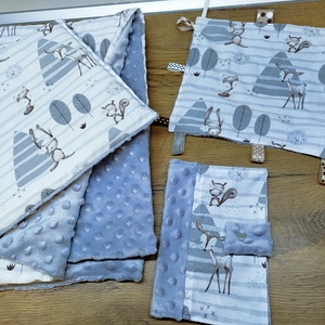 Állatmintás baba takaró,kispárna,és címkerongyi+ eü borító  szett., Baba - mama, Baba ágynemű, Babatakaró, gyerek pléd, Varrás, MESKA