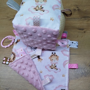   mintás  címkerongyi+puha csörgő címkekocka szett - baba - mama - baba játékok - babakocka - Meska.hu