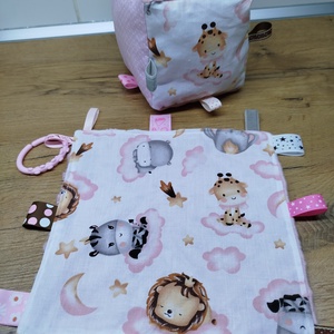   mintás  címkerongyi+puha csörgő címkekocka szett - baba - mama - baba játékok - babakocka - Meska.hu