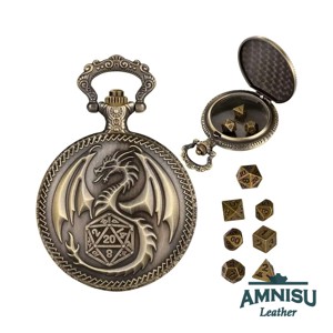 Bronz sárkány d20-al mini fém kockaszett zsebóra tokban - játék & sport - szerepjáték - Meska.hu
