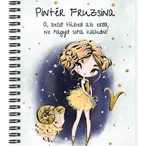 Személyre szabható - Szőke hajú Csini Kos lány mintás A5-ös füzet, Otthon & Életmód, Papír, írószer, Jegyzetfüzet & Napló, , MESKA
