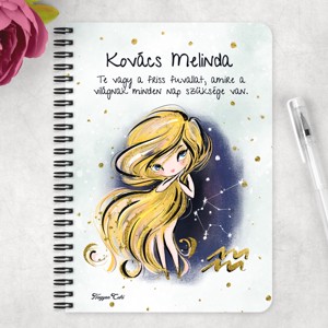 Személyre szabható - Szőke hajú Csini Vízöntő lány mintás A5-ös füzet - otthon & életmód - papír, írószer - jegyzetfüzet & napló - Meska.hu