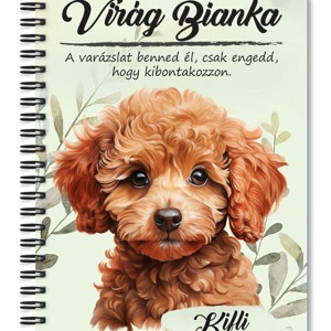 Személyre szabható - Kis barna uszkár portré mintás A6-os füzet, Otthon & Életmód, Papír, írószer, Jegyzetfüzet & Napló, , MESKA