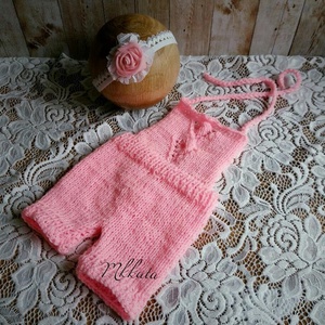 Kötött baba nadrág + fejpánt fotózásra  56- os méret  -  - Meska.hu