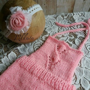 Kötött baba nadrág + fejpánt fotózásra  56- os méret  -  - Meska.hu