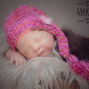 Kötött újszülött baba sapka 0-2 hónapos méret  -  - Meska.hu