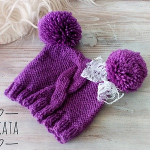 Kötött baba sapka újszülött fotózásra  - ruha & divat - babaruha & gyerekruha - babasapka - Meska.hu