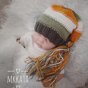 Kötött baba sapka 0-2 hónapos méret  - ruha & divat - babaruha & gyerekruha - babasapka - Meska.hu