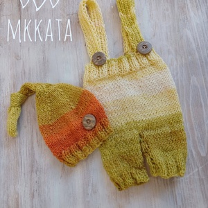 Kötött baba sapka és nadrág szett 50-56-os méret  - Meska.hu