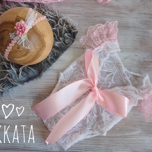 Csipke body és fejpánt szett Újszülött fotózáshoz, Ruha & Divat, Babaruha & Gyerekruha, Babafotózási ruha és kellék, Varrás, MESKA