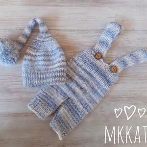 Kötött baba sapka+ nadrág szett  50-56 - os méret , Ruha & Divat, Babaruha & Gyerekruha, Babafotózási ruha és kellék, Kötés, Meska