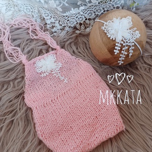 Kötött szett újszülött fotózásra , Ruha & Divat, Babaruha & Gyerekruha, Babafotózási ruha és kellék, Kötés, Meska
