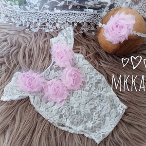 Csipke body és fejpánt szett Újszülött fotózáshoz, Ruha & Divat, Babaruha & Gyerekruha, Babafotózási ruha és kellék, Varrás, MESKA