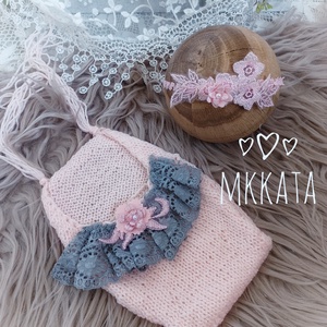 Kötött szett újszülött fotózásra , Ruha & Divat, Babaruha & Gyerekruha, Babafotózási ruha és kellék, Kötés, Meska