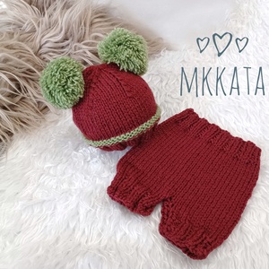  Kötött baba sapka és nadrág szett újszülött fotózásra  - Meska.hu