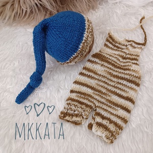   Kötött baba sapka és nadrág szett újszülött fotózásra  - Meska.hu