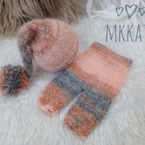   Kötött baba sapka és nadrág szett újszülött fotózásra , Ruha & Divat, Babaruha & Gyerekruha, Babafotózási ruha és kellék, Kötés, MESKA