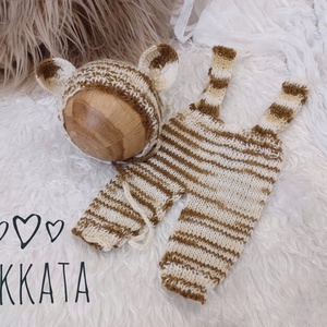 Kötött baba sapka és nadrág szett újszülött fotózáshoz - Meska.hu